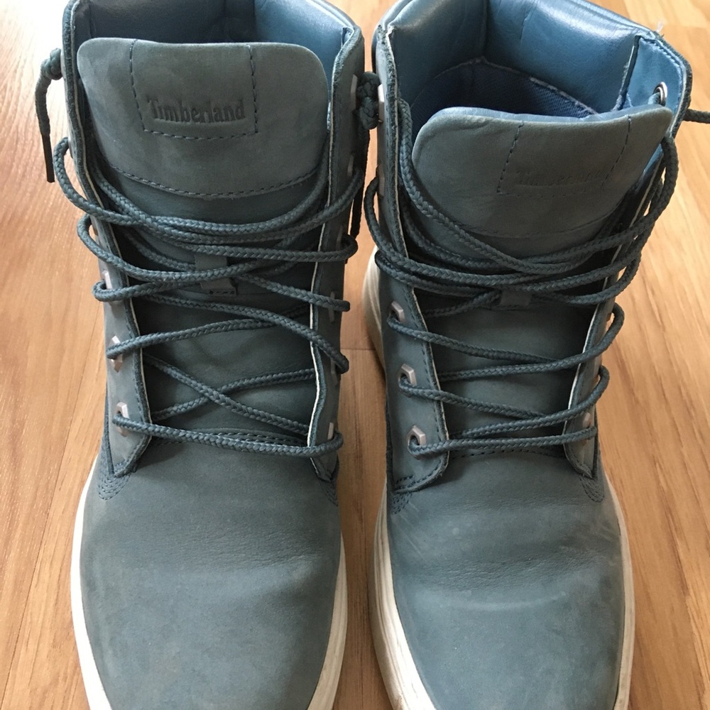 Light blue women’s Timberland sneaker boots